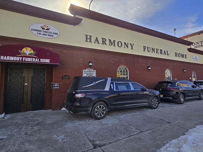 Exterior of Harmony Funeral Home located at 2200 Clarendon Rd., Brooklyn, NY 11226.