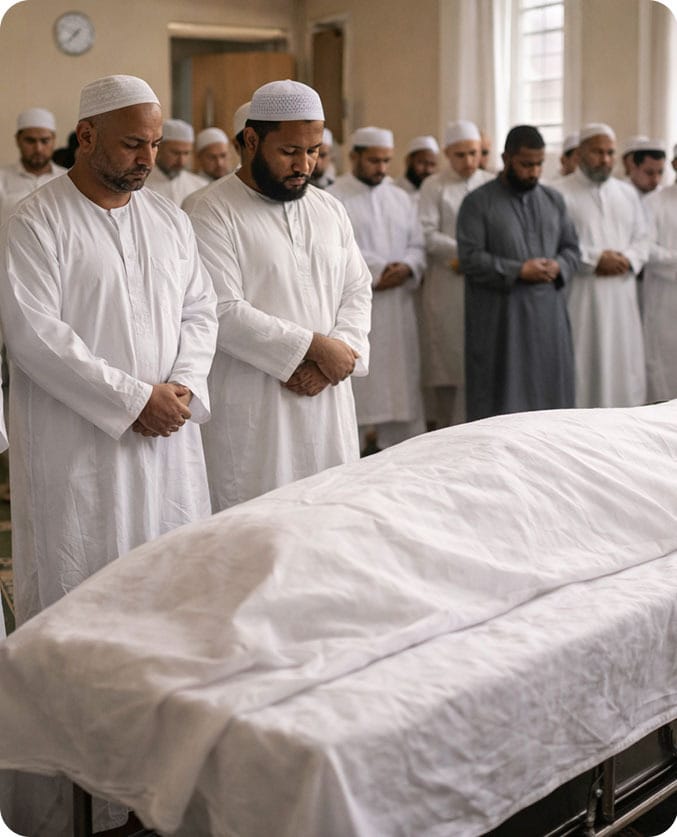 Islamic funeral prayer service for a family in Bedford-Stuyvesant, Brooklyn.