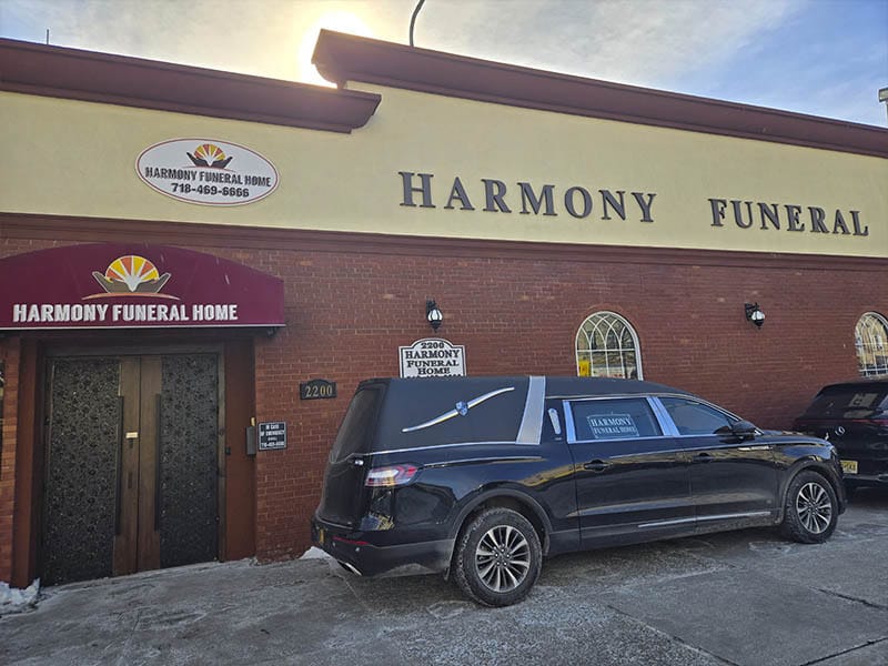 Professional body transfer and funeral transportation services by Harmony Funeral Home 2200 Clarendon Rd Brooklyn NY 11226