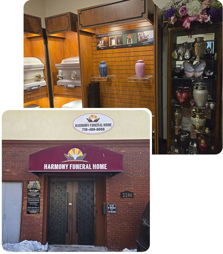 Casket and urn selection room assisting East Flatbush families with funeral planning in Brooklyn