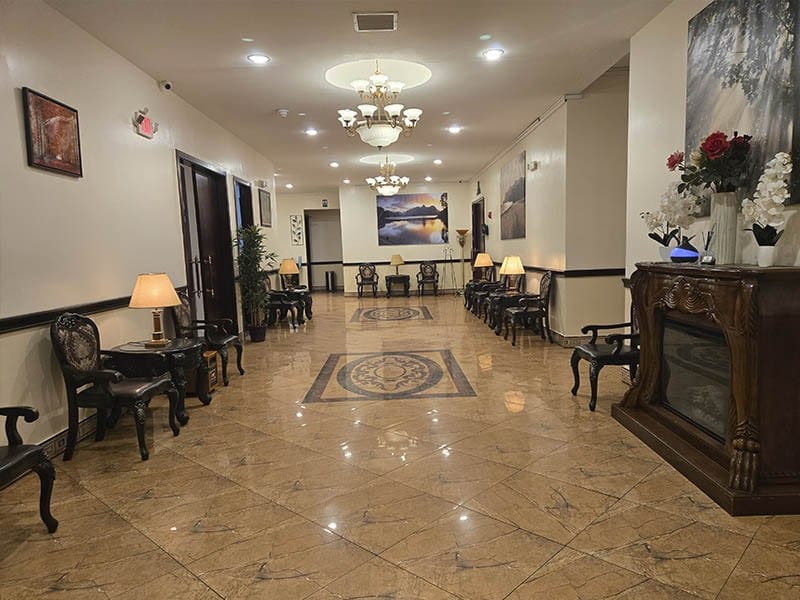 Comfortable funeral home interior for families at Harmony Funeral Home 2200 Clarendon Rd Brooklyn NY