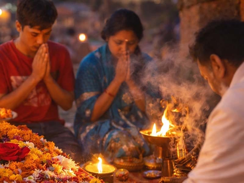 Traditional Hindu funeral service ceremony arranged by Harmony Funeral Home 2200 Clarendon Rd Brooklyn NY 11226