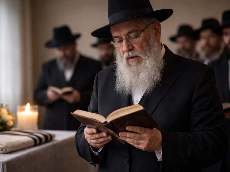Jewish memorial candle and prayer book representing Russian Jewish funeral traditions in Brooklyn