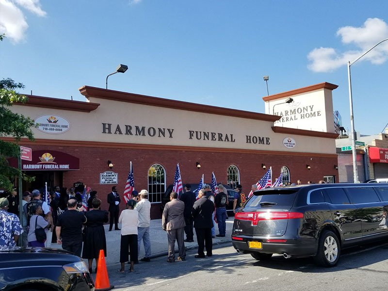 Veteran funeral service at Harmony Funeral Home in Brooklyn